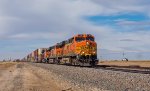 BNSF 7743 leads eastbound stacks at Umbarger, TX